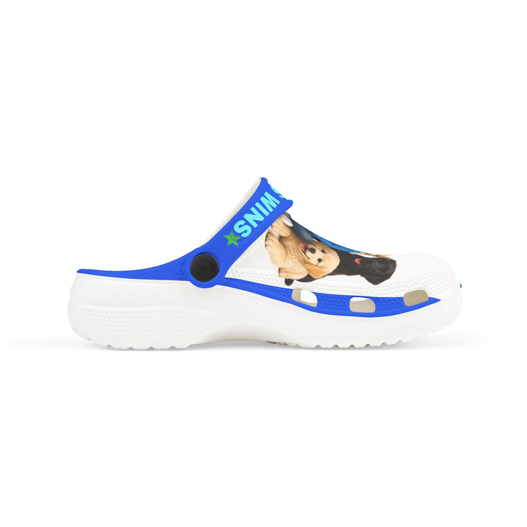 Kids Blue Foam Clogs with Puppy & Boy Print - Cute Slip-On Garden Shoes