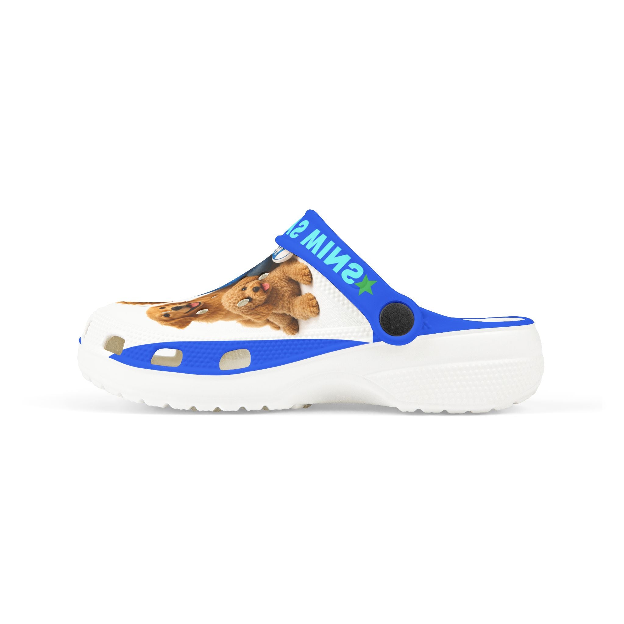 Kids Blue Foam Clogs with Puppy & Boy Print - Cute Slip-On Garden Shoes